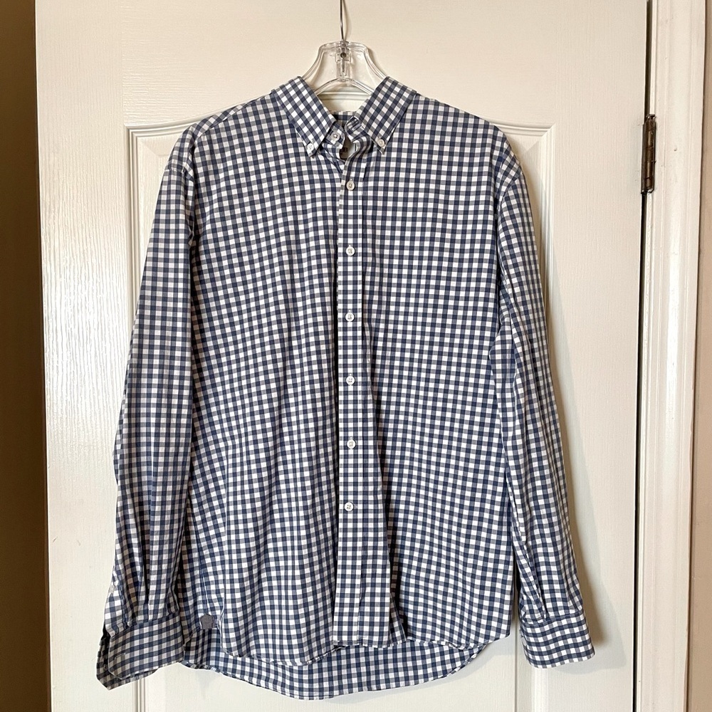 Todd Snyder Shirt Men’s 17 34/35 Button Down Plaid Melange Yarns Blue Check